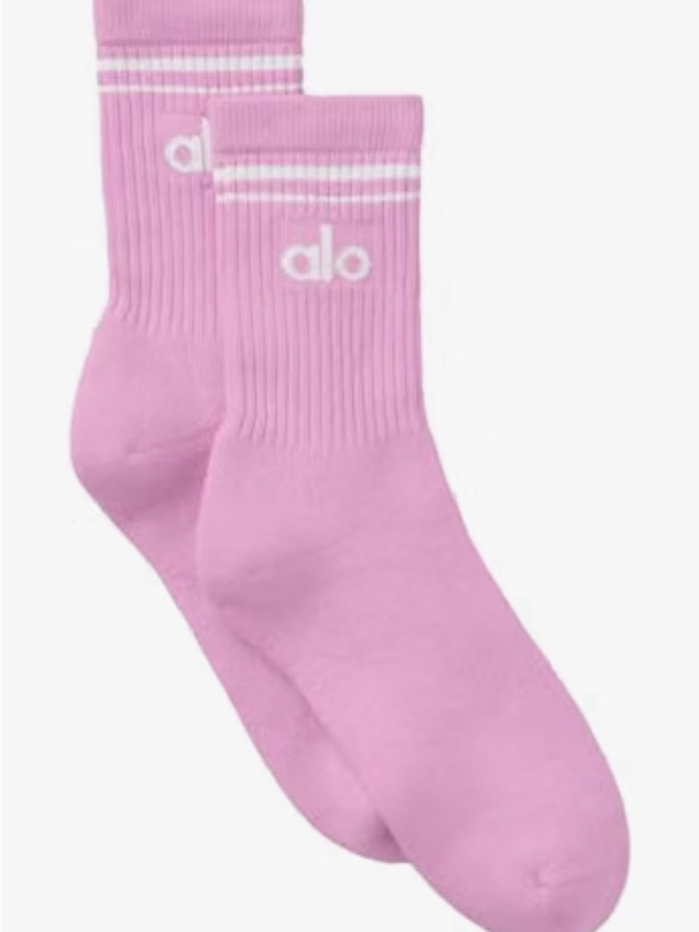 ALO Yoga Unisex Half-Crew Socks in Sweet Pink / White